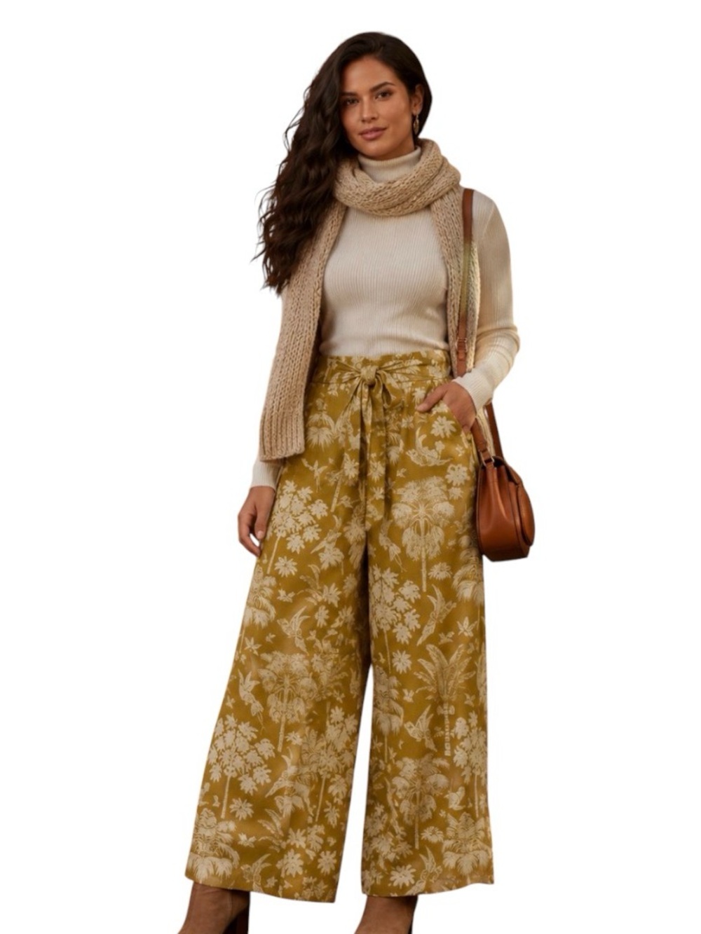 Spartina 449 Mustard Yellow Linen Belted Wide Leg Palazzo Resort Trousers 10
